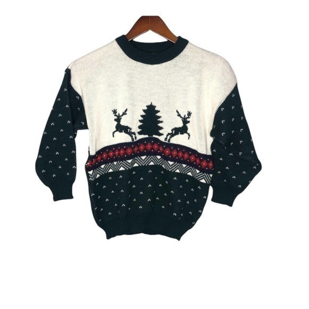 Polar made in Israel unisex kids christmas sweater fair isle deers trees